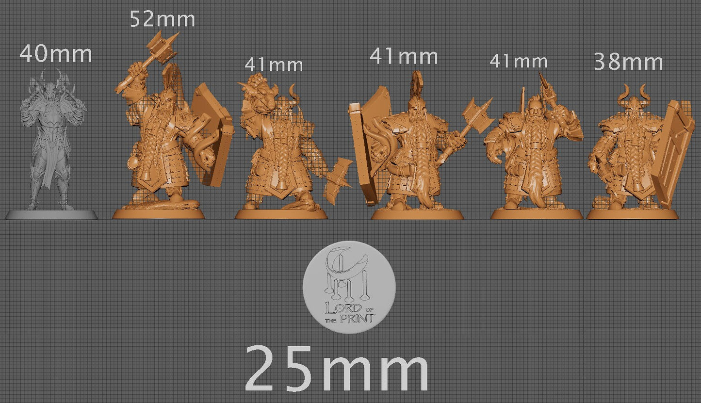 Axe Dwarf Soldiers, Tusks and Steel, Lord of the Print | Dungeons and Dragons | Pathfinder | Table Top RPG | 3D Printed Model