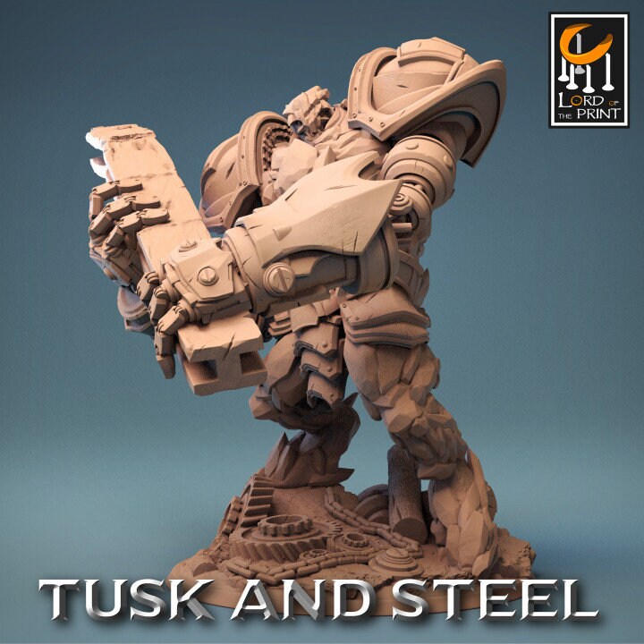 Steel Golem, Tusks and Steel, Lord of the Print | Dungeons and Dragons | Pathfinder | Table Top RPG | 3D Printed Model