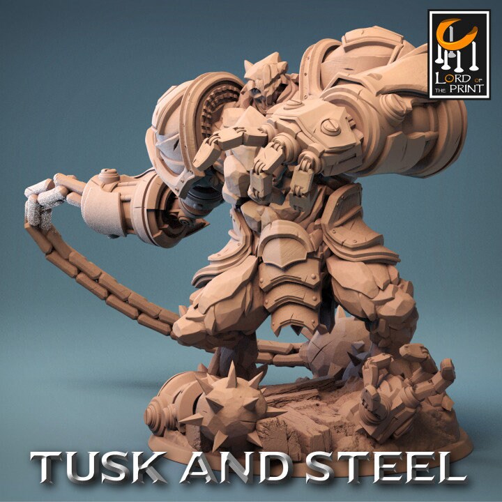 Steel Golem, Tusks and Steel, Lord of the Print | Dungeons and Dragons | Pathfinder | Table Top RPG | 3D Printed Model