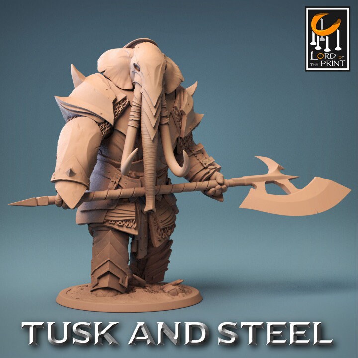 Loxodon Soldiers, Tusks and Steel, Lord of the Print | Dungeons and Dragons | Pathfinder | Table Top RPG | 3D Printed Model