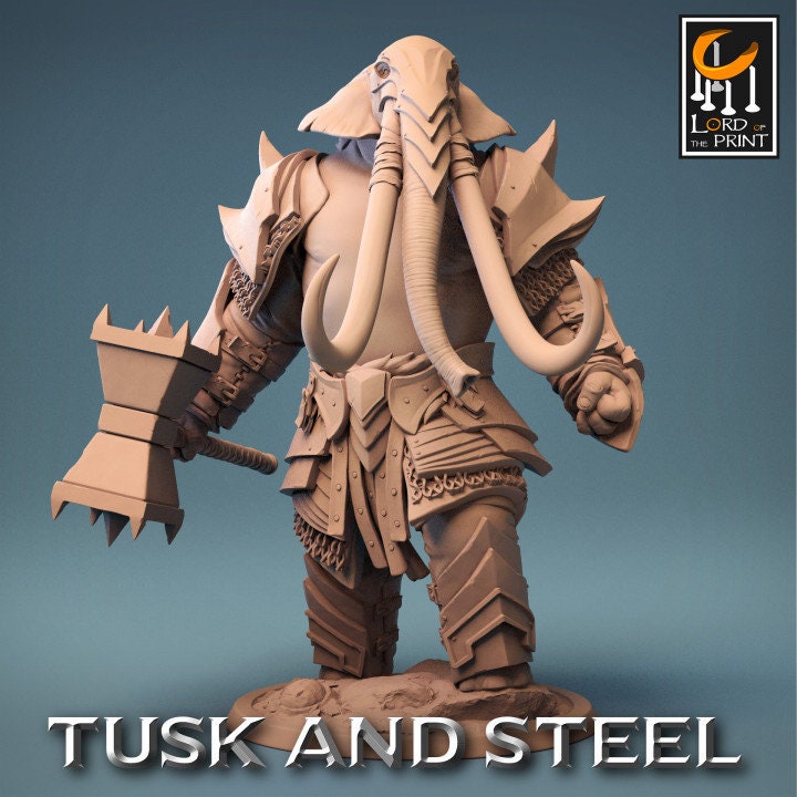 Loxodon Soldiers, Tusks and Steel, Lord of the Print | Dungeons and Dragons | Pathfinder | Table Top RPG | 3D Printed Model