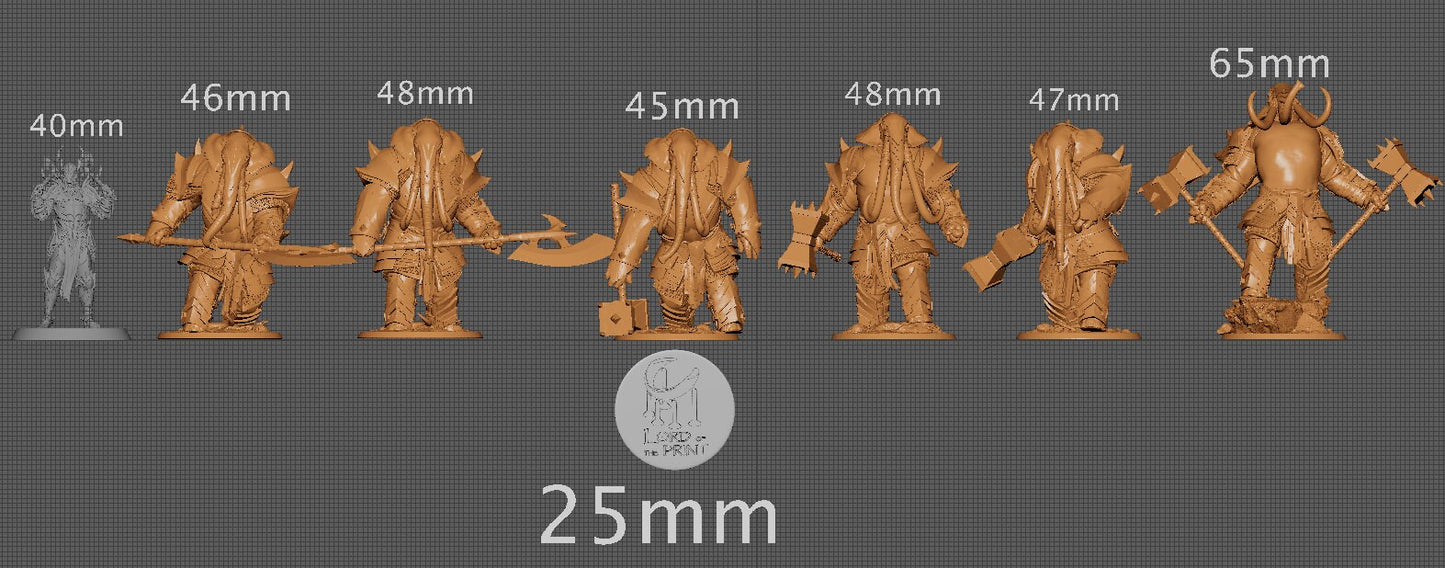 Loxodon Soldiers, Tusks and Steel, Lord of the Print | Dungeons and Dragons | Pathfinder | Table Top RPG | 3D Printed Model