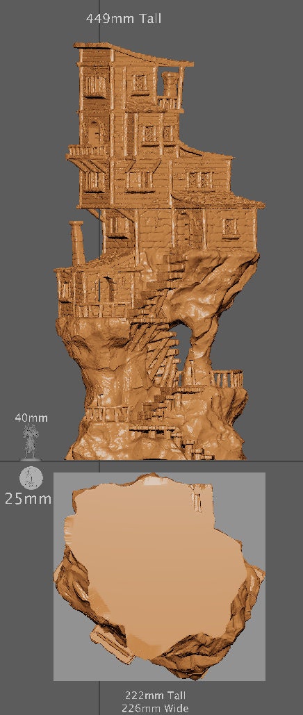 Cliff Slum House, Miniature Land | Dungeons and Dragons | Pathfinder | Table Top RPG | 3D Printed Model