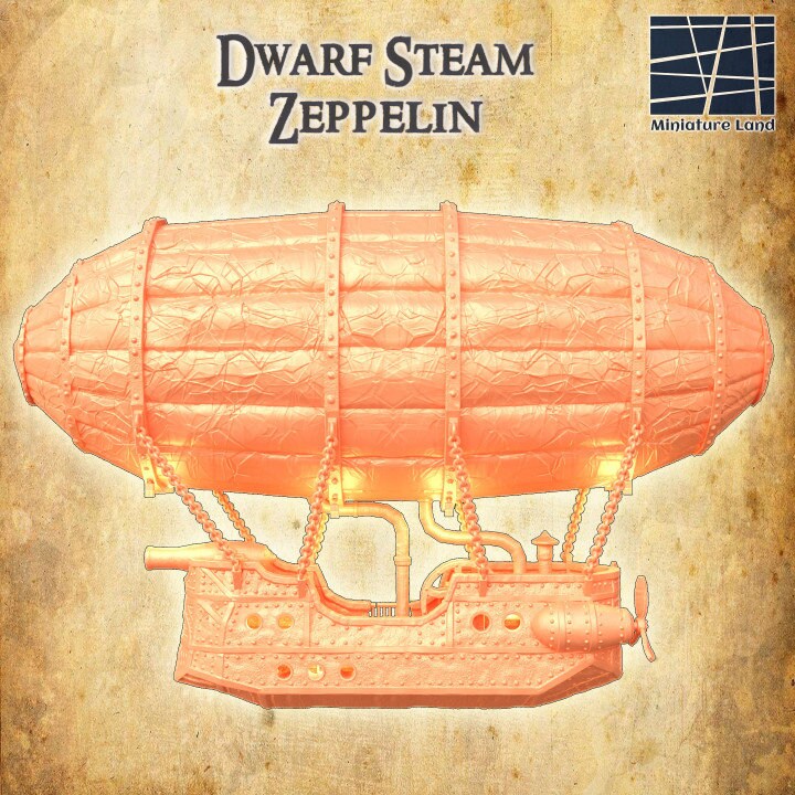 Huge Dwarf Zeppelin, Miniature Land | Dungeons and Dragons | Pathfinder | Table Top RPG | 3D Printed Model