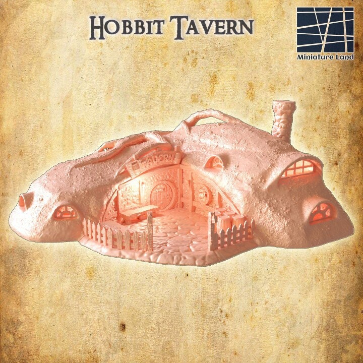 Hobbit Tavern, Miniature Land | Dungeons and Dragons | Pathfinder | Table Top RPG | 3D Printed Model