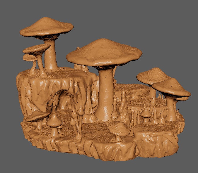 Mushroom Cavern, Miniature Land | Dungeons and Dragons | Pathfinder | Table Top RPG | 3D Printed Model