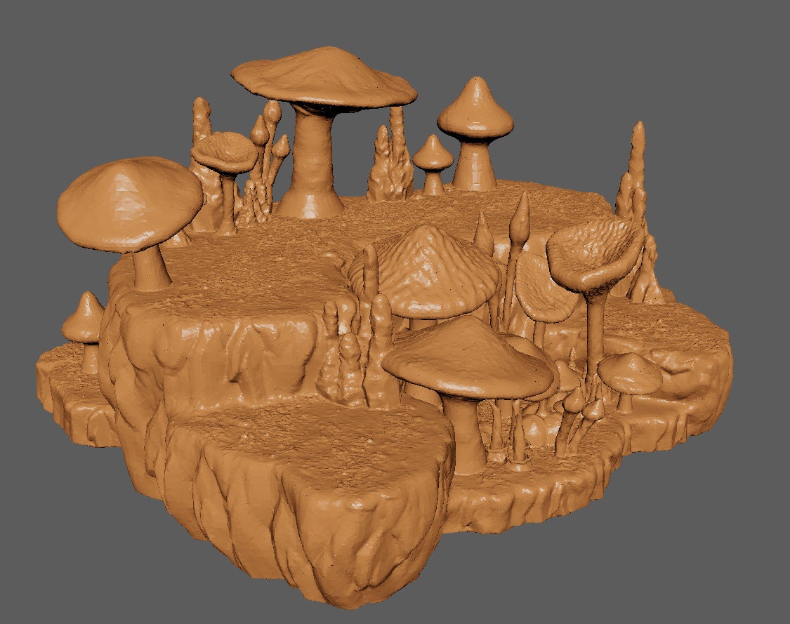 Mushroom Cavern, Miniature Land | Dungeons and Dragons | Pathfinder | Table Top RPG | 3D Printed Model