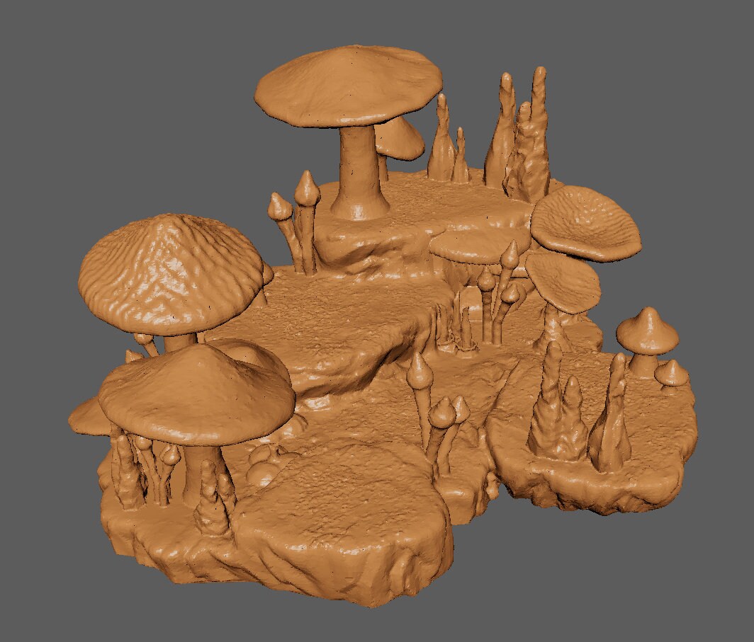 Mushroom Cavern, Miniature Land | Dungeons and Dragons | Pathfinder | Table Top RPG | 3D Printed Model