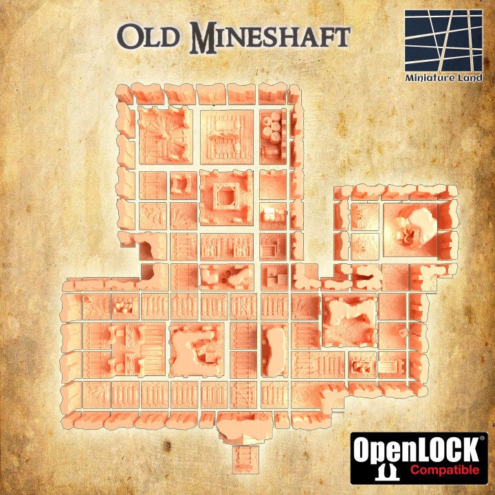 Old Mineshaft, Miniature Land | Dungeons and Dragons | Pathfinder | Table Top RPG | 3D Printed Model