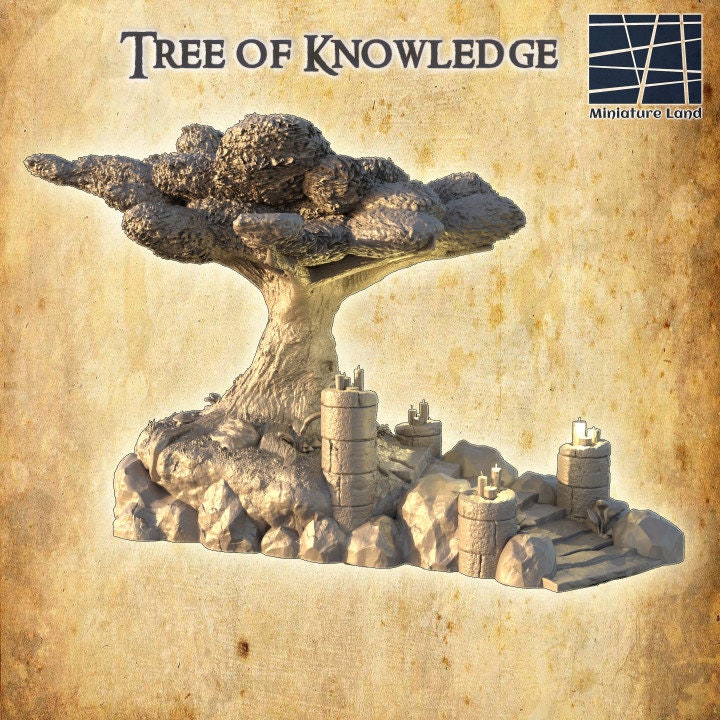 Tree of Knowledge, Miniature Land | Dungeons and Dragons | Pathfinder | Table Top RPG | 3D Printed Model