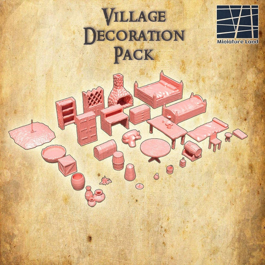 Village Decoration Pack, Miniature Land | Dungeons and Dragons | Pathfinder | Table Top RPG | 3D Printed Model