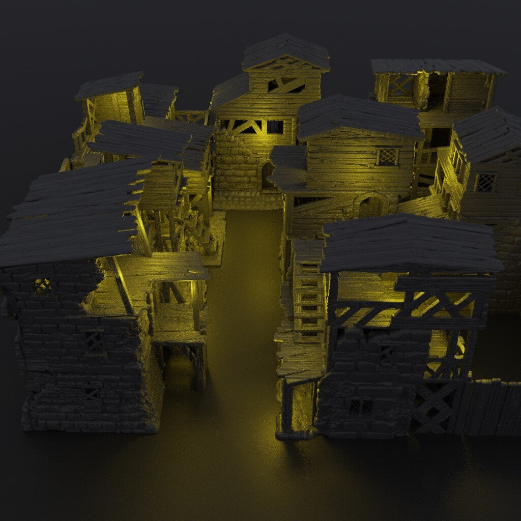 Slum District, Miniature Land | Dungeons and Dragons | Pathfinder | Table Top RPG | 3D Printed Model