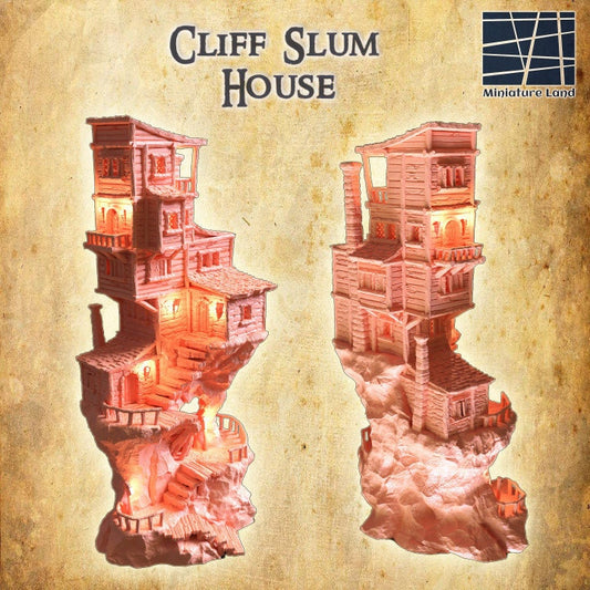 Cliff Slum House, Miniature Land | Dungeons and Dragons | Pathfinder | Table Top RPG | 3D Printed Model