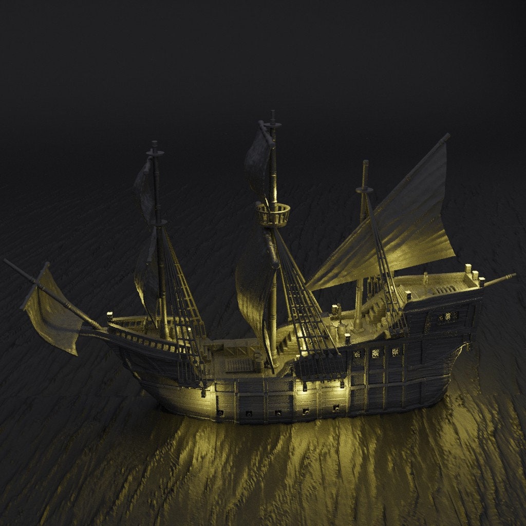 Merchants Ship, Miniature Land | Dungeons and Dragons | Pathfinder | Table Top RPG | 3D Printed Model