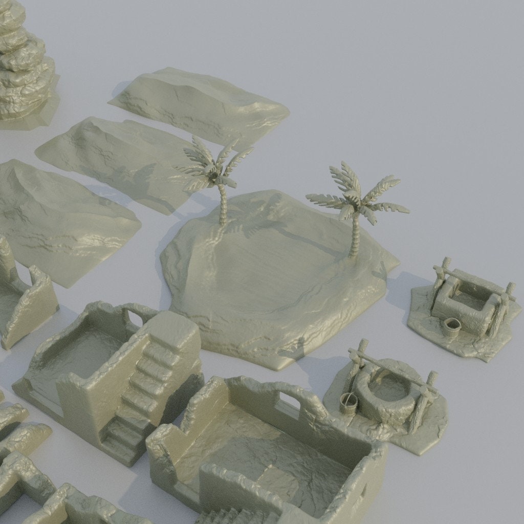 Desert Scatter Terrain, Miniature Land | Dungeons and Dragons | Pathfinder | Table Top RPG | 3D Printed Model