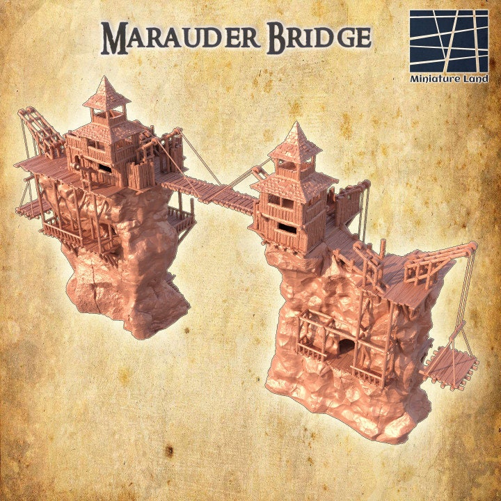 Marauders Bridge Miniature Land | Dungeons and Dragons | Pathfinder | Table Top RPG | 3D Printed Model