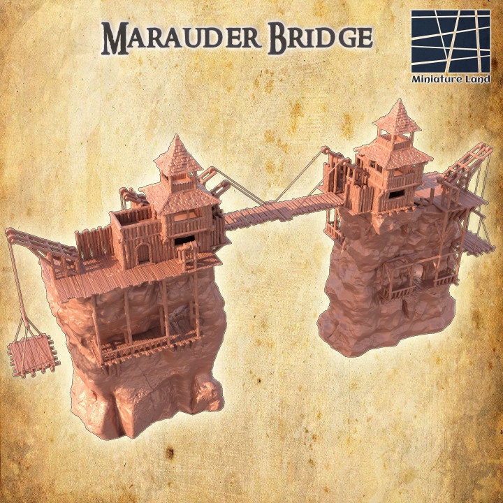 Marauders Bridge Miniature Land | Dungeons and Dragons | Pathfinder | Table Top RPG | 3D Printed Model