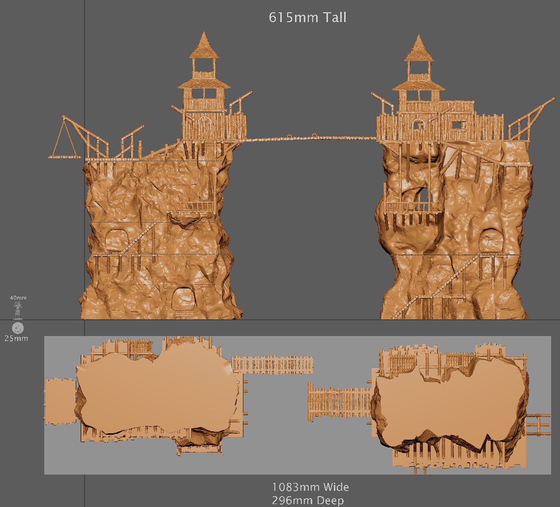 Marauders Bridge Miniature Land | Dungeons and Dragons | Pathfinder | Table Top RPG | 3D Printed Model