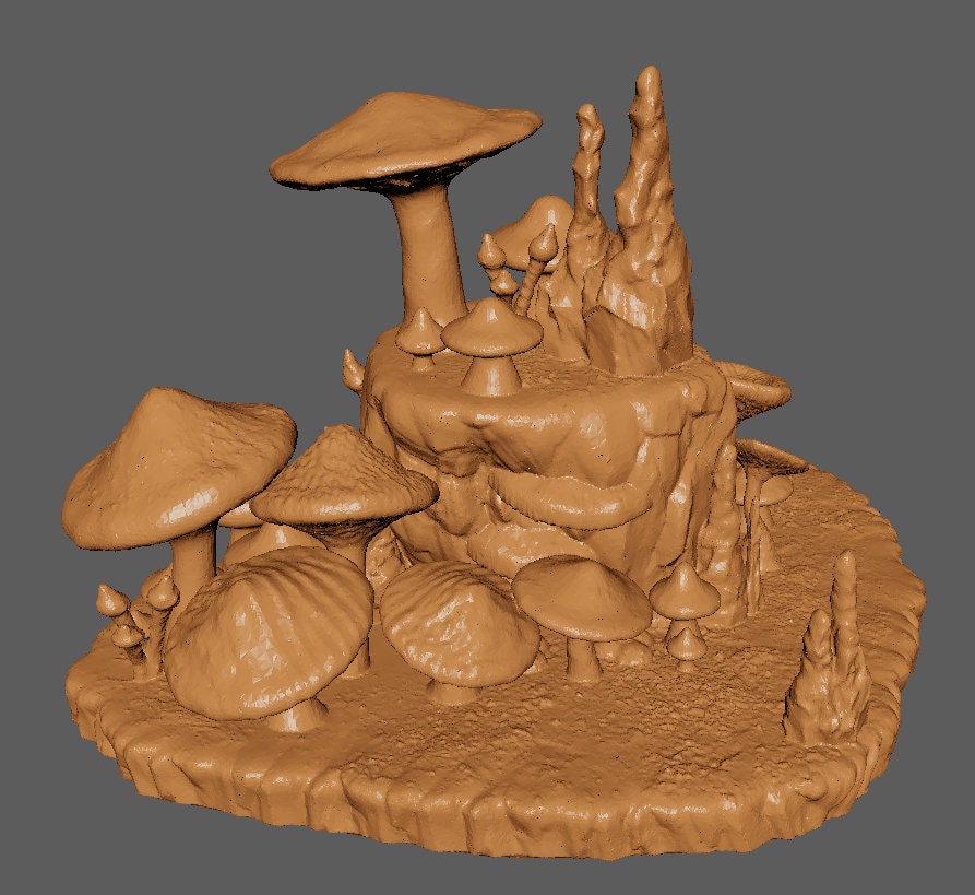 Mushroom Cavern, Miniature Land | Dungeons and Dragons | Pathfinder | Table Top RPG | 3D Printed Model