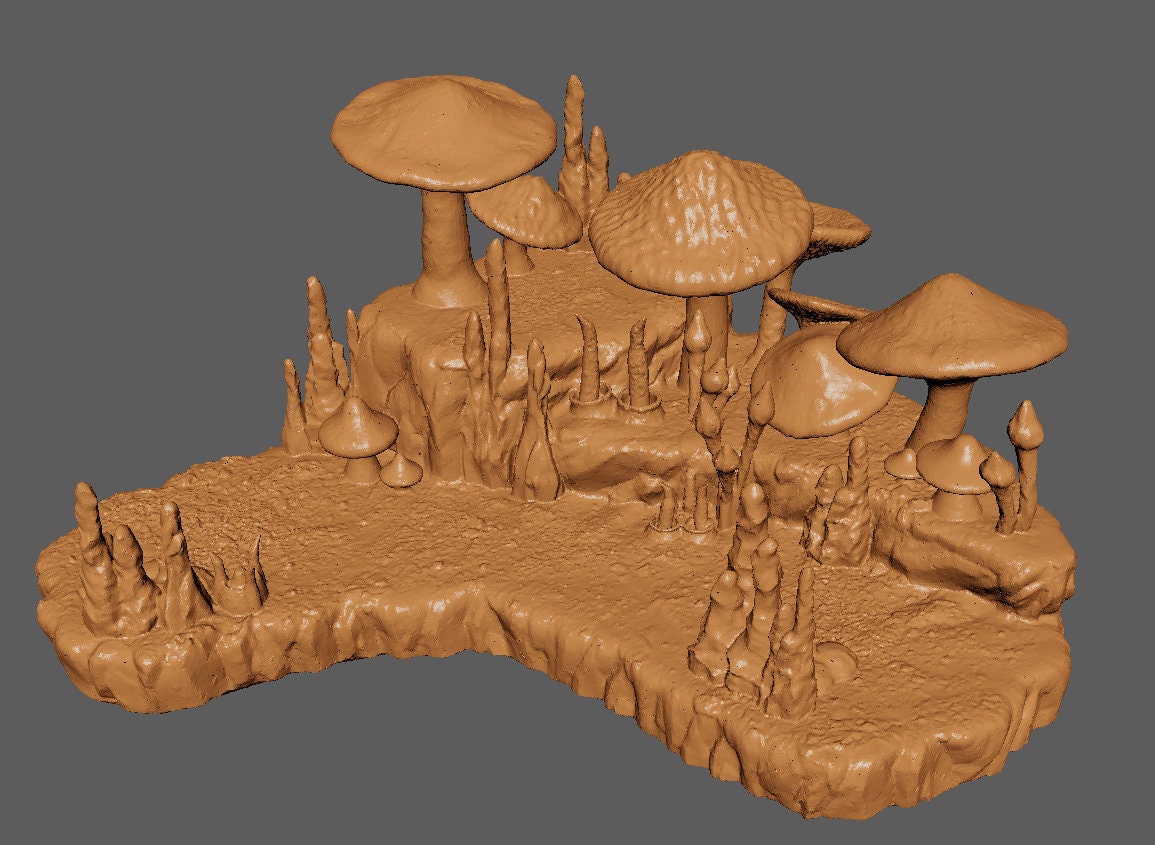 Mushroom Cavern, Miniature Land | Dungeons and Dragons | Pathfinder | Table Top RPG | 3D Printed Model