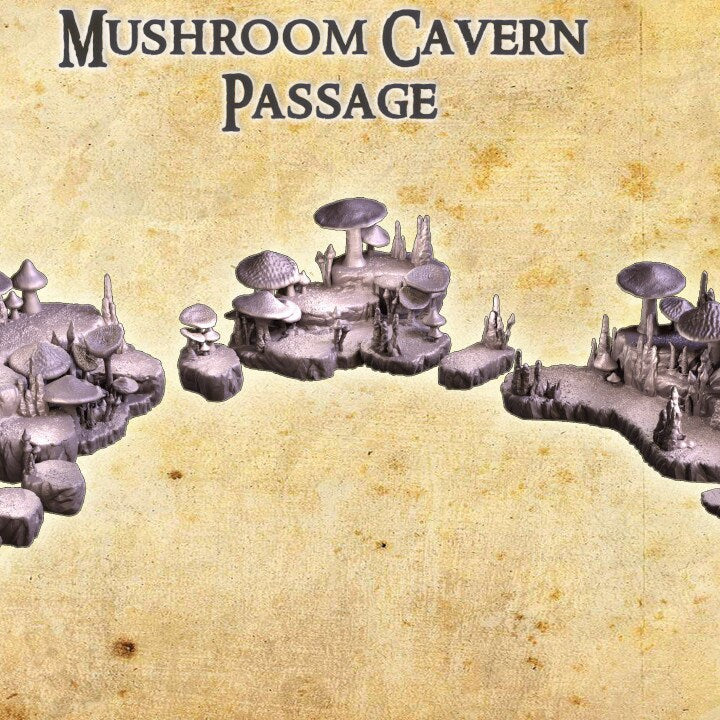 Mushroom Cavern, Miniature Land | Dungeons and Dragons | Pathfinder | Table Top RPG | 3D Printed Model