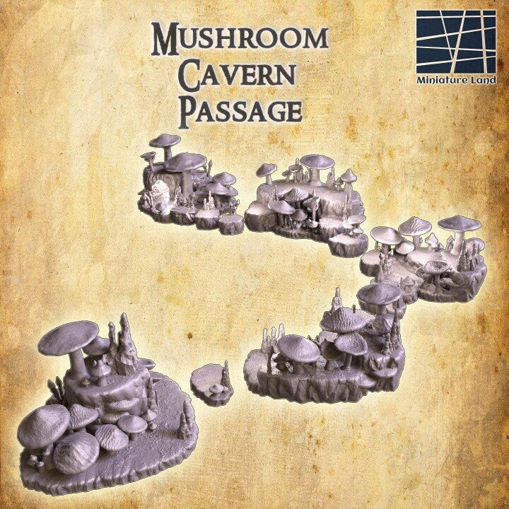 Mushroom Cavern, Miniature Land | Dungeons and Dragons | Pathfinder | Table Top RPG | 3D Printed Model