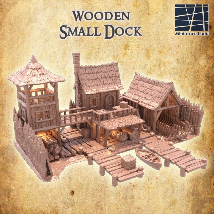 Small Wooden Dock, Miniature Land | Dungeons and Dragons | Pathfinder | Table Top RPG | 3D Printed Model