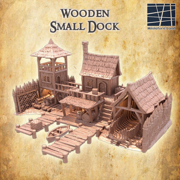 Small Wooden Dock, Miniature Land | Dungeons and Dragons | Pathfinder | Table Top RPG | 3D Printed Model