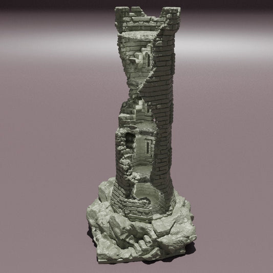 Ruined Lookout Tower, Miniature Land | Dungeons and Dragons | Pathfinder | Table Top RPG | 3D Printed Model