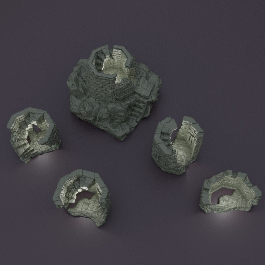 Ruined Lookout Tower, Miniature Land | Dungeons and Dragons | Pathfinder | Table Top RPG | 3D Printed Model