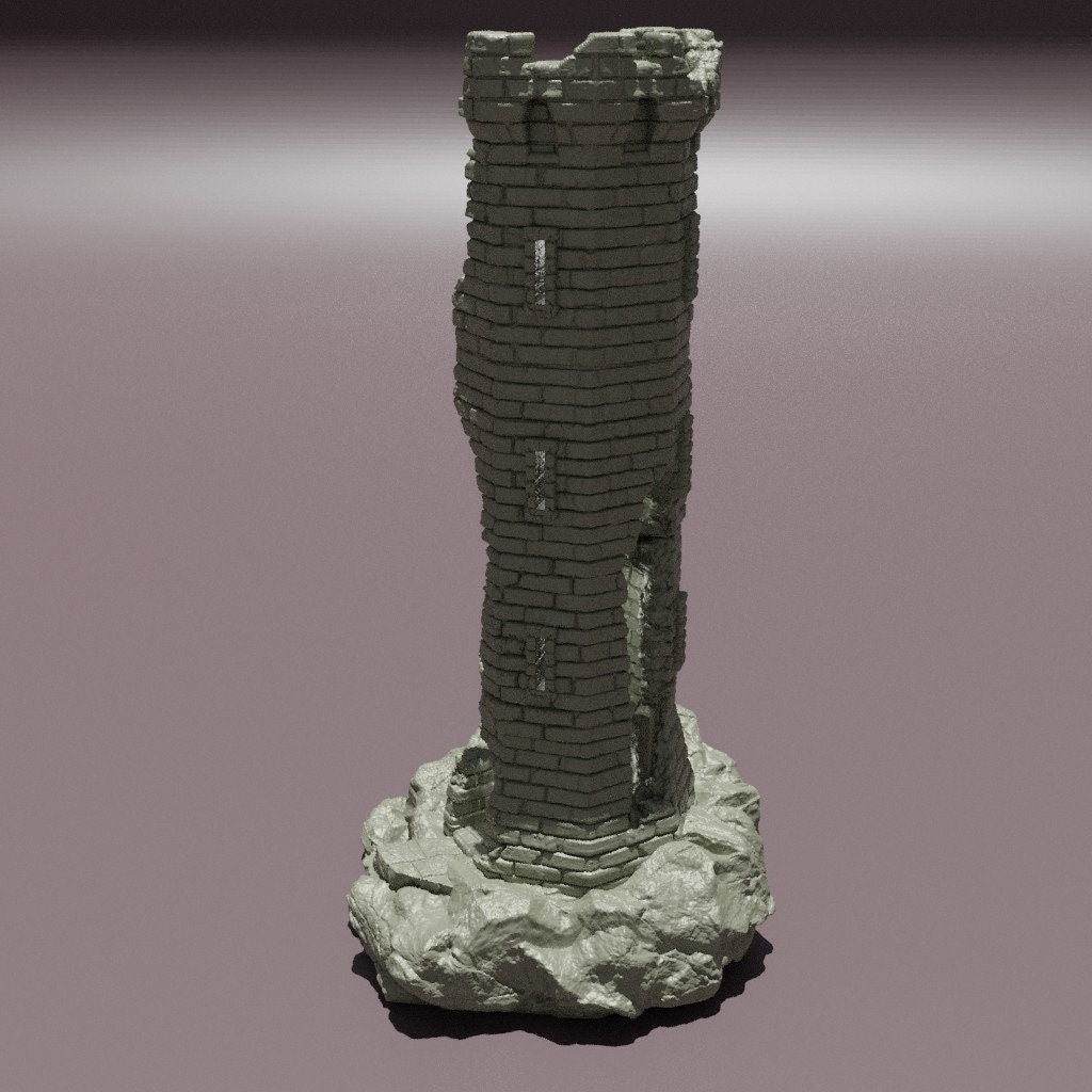 Ruined Lookout Tower, Miniature Land | Dungeons and Dragons | Pathfinder | Table Top RPG | 3D Printed Model