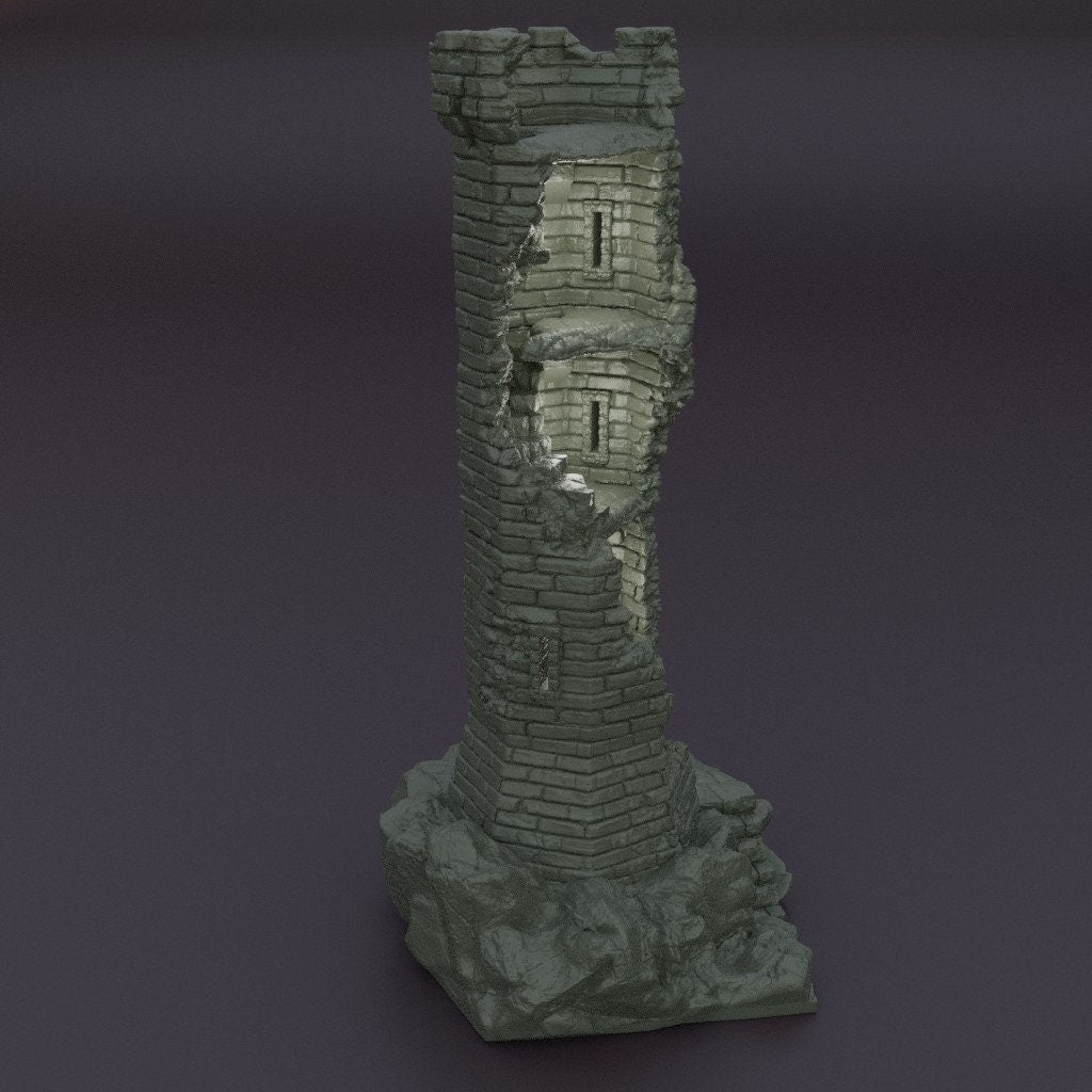 Ruined Lookout Tower, Miniature Land | Dungeons and Dragons | Pathfinder | Table Top RPG | 3D Printed Model