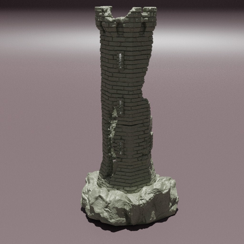 Ruined Lookout Tower, Miniature Land | Dungeons and Dragons | Pathfinder | Table Top RPG | 3D Printed Model