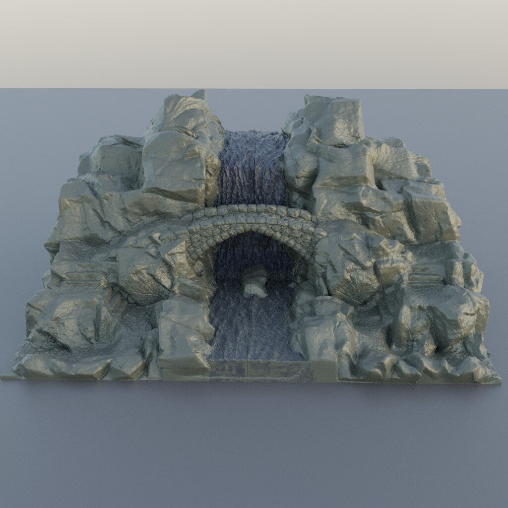 Waterfall Bridge, Miniature Land | Dungeons and Dragons | Pathfinder | Table Top RPG | 3D Printed Model