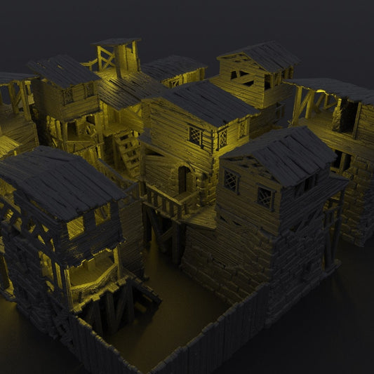 Slum District, Miniature Land | Dungeons and Dragons | Pathfinder | Table Top RPG | 3D Printed Model