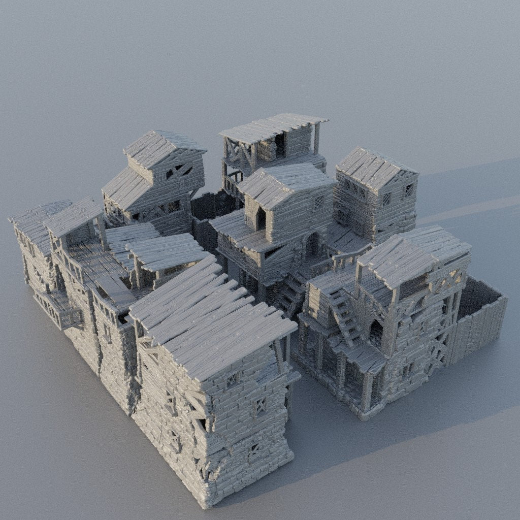 Slum District, Miniature Land | Dungeons and Dragons | Pathfinder | Table Top RPG | 3D Printed Model