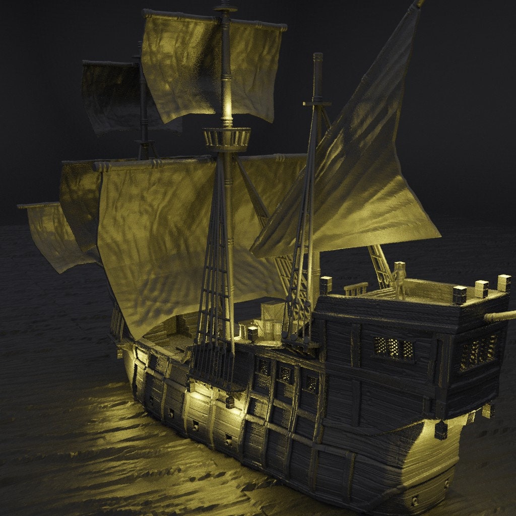 Merchants Ship, Miniature Land | Dungeons and Dragons | Pathfinder | Table Top RPG | 3D Printed Model