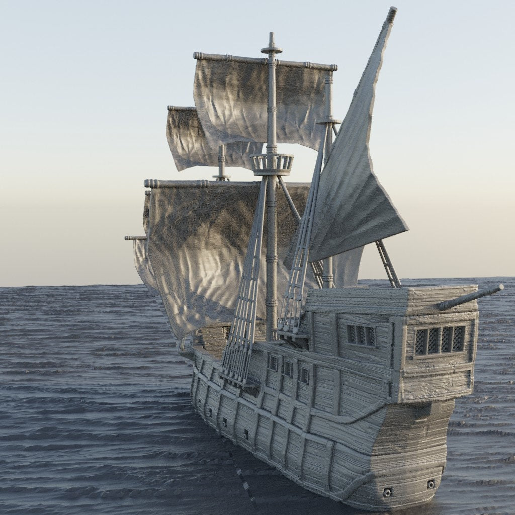 Merchants Ship, Miniature Land | Dungeons and Dragons | Pathfinder | Table Top RPG | 3D Printed Model