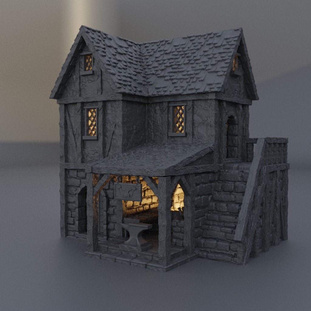 Town Blacksmith, Miniature Land | Dungeons and Dragons | Pathfinder | Table Top RPG | 3D Printed Model