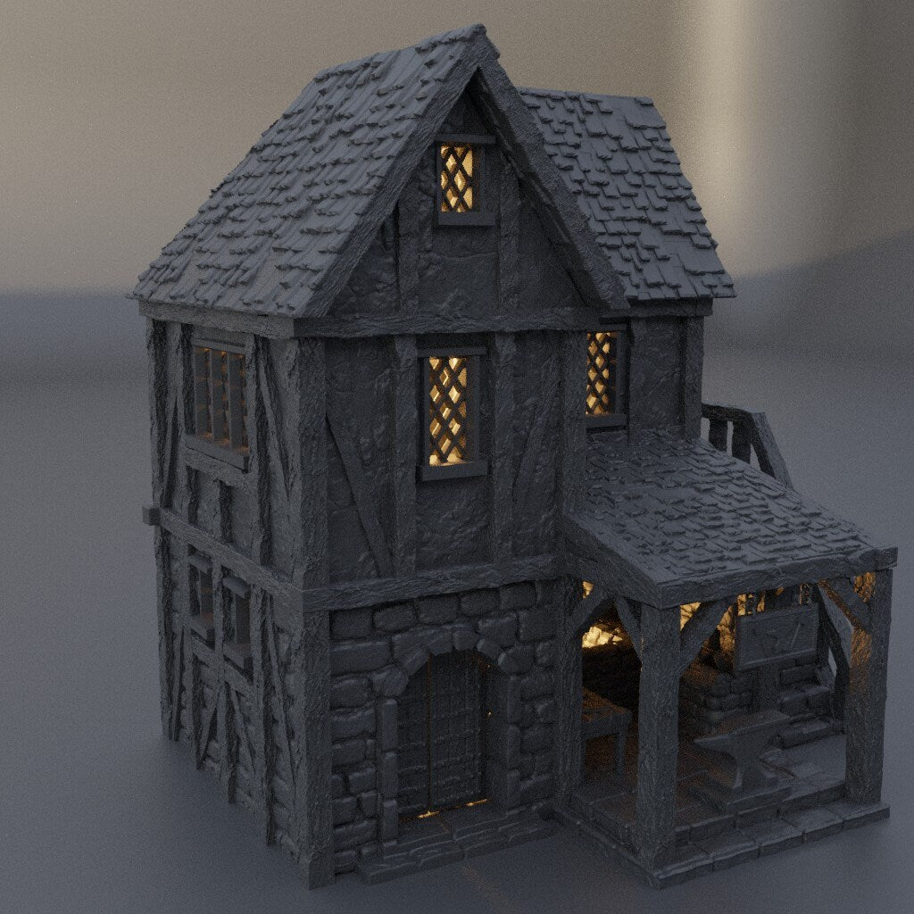 Town Blacksmith, Miniature Land | Dungeons and Dragons | Pathfinder | Table Top RPG | 3D Printed Model