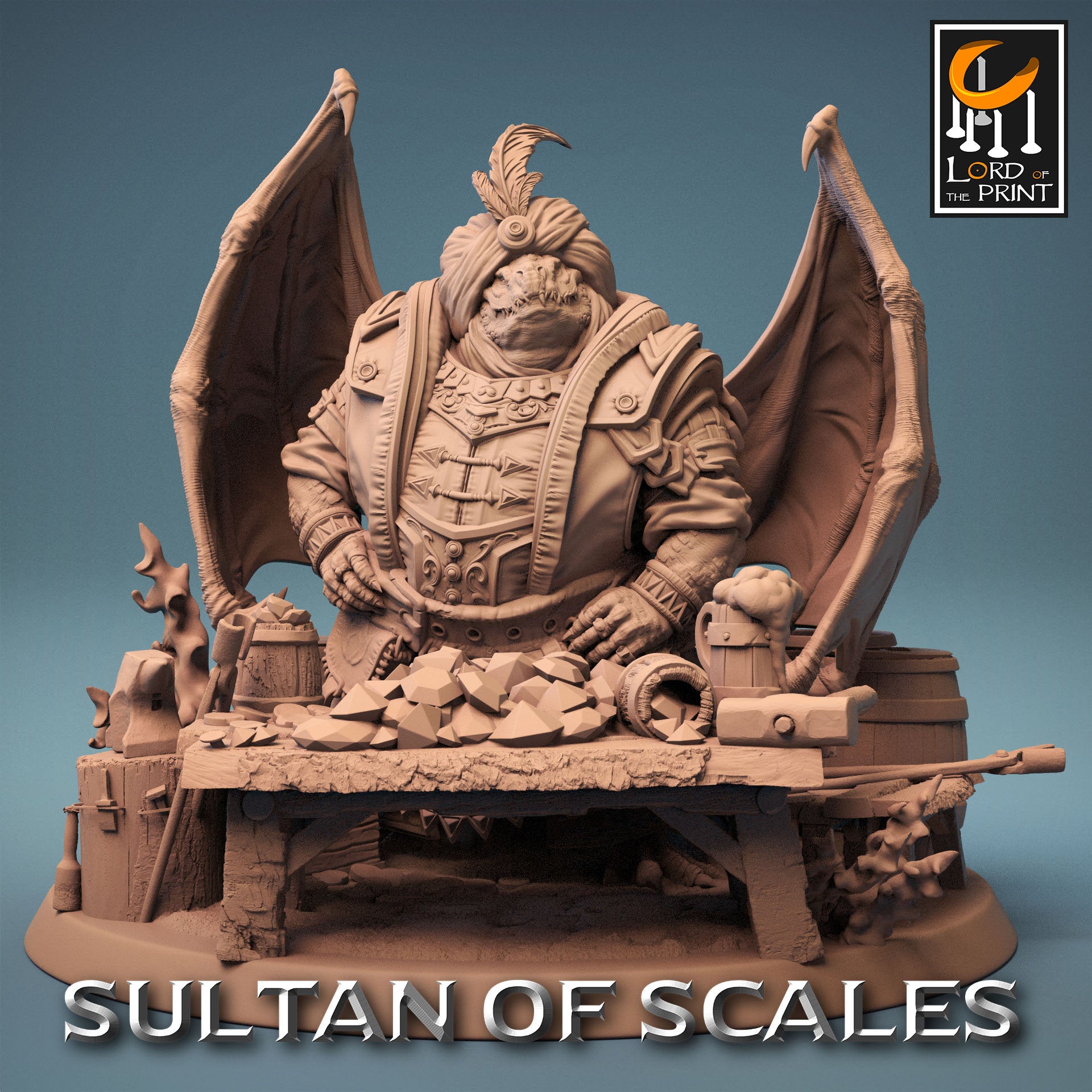 Gimmak, Merchant, Sultan of the Sand, Powerful NPC, Lord of the Print | Dungeons and Dragons | Pathfinder | Table Top RPG | 3D Printed Model