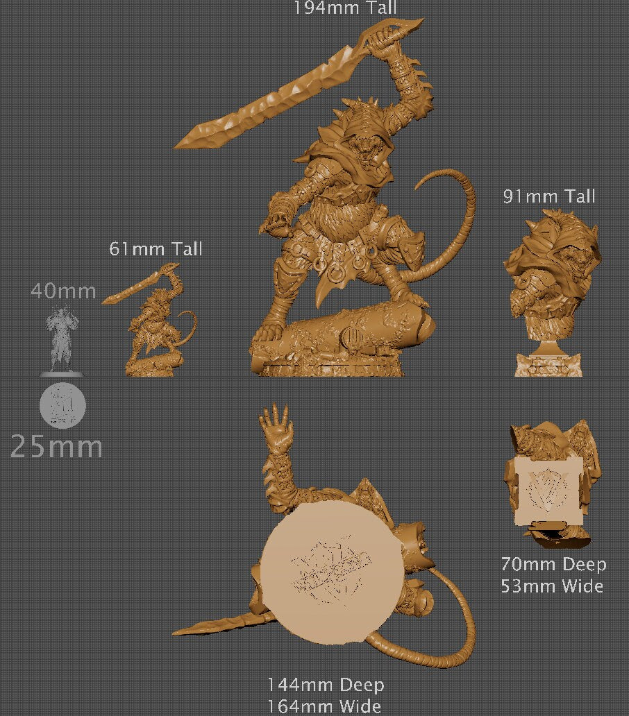 Grandrat Swordsman, Witchsong Miniatures | Dungeons and Dragons | Pathfinder | Table Top RPG | 3D Printed Model