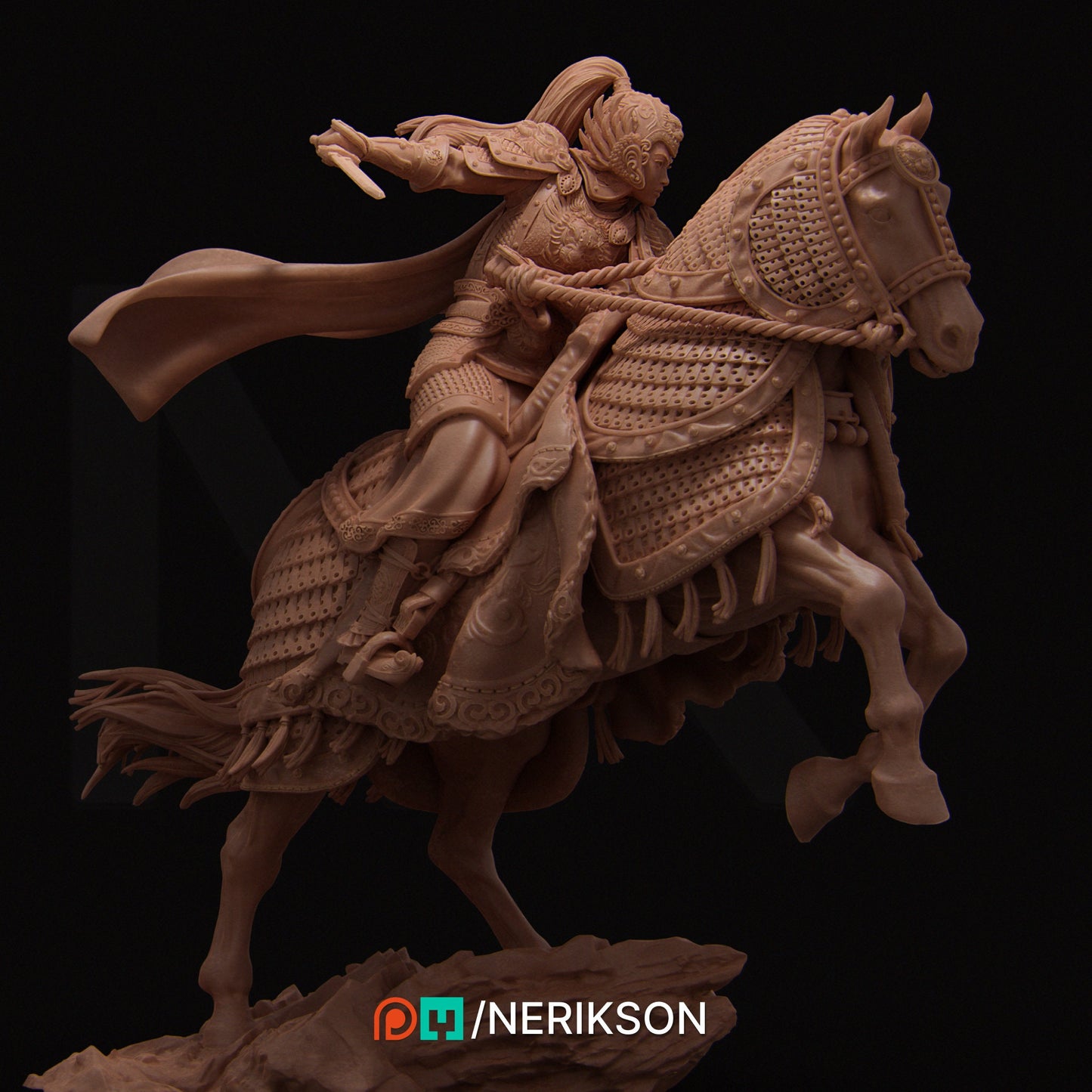 Kwan Yen, Mounted, Powerful NPC, Ernest Nemirovsky | Dungeons and Dragons | Pathfinder | Table Top RPG | 3D Printed Model