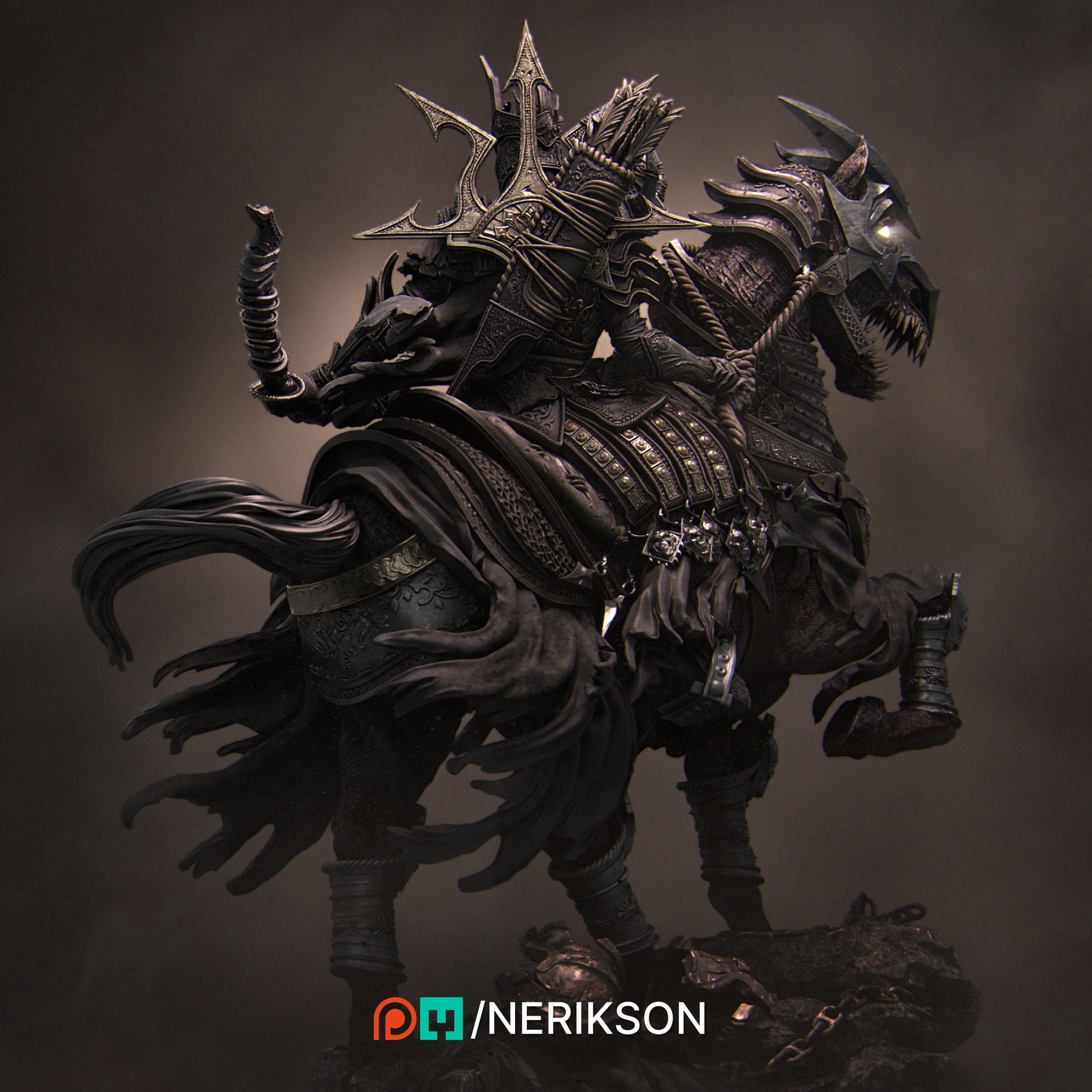 The Four Horsemen, Conquest, Mounted, Powerful NPC, Ernest Nemirovsky | Dungeons and Dragons | Pathfinder | Table Top RPG | 3D Printed Model