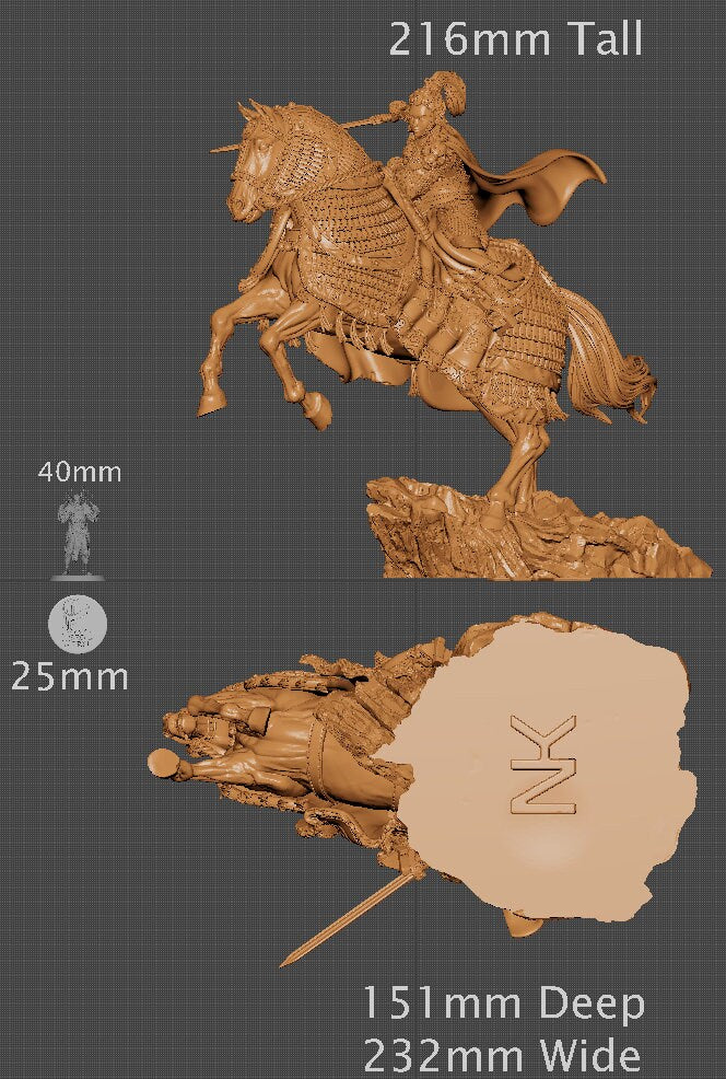 Kwan Yen, Mounted, Powerful NPC, Ernest Nemirovsky | Dungeons and Dragons | Pathfinder | Table Top RPG | 3D Printed Model