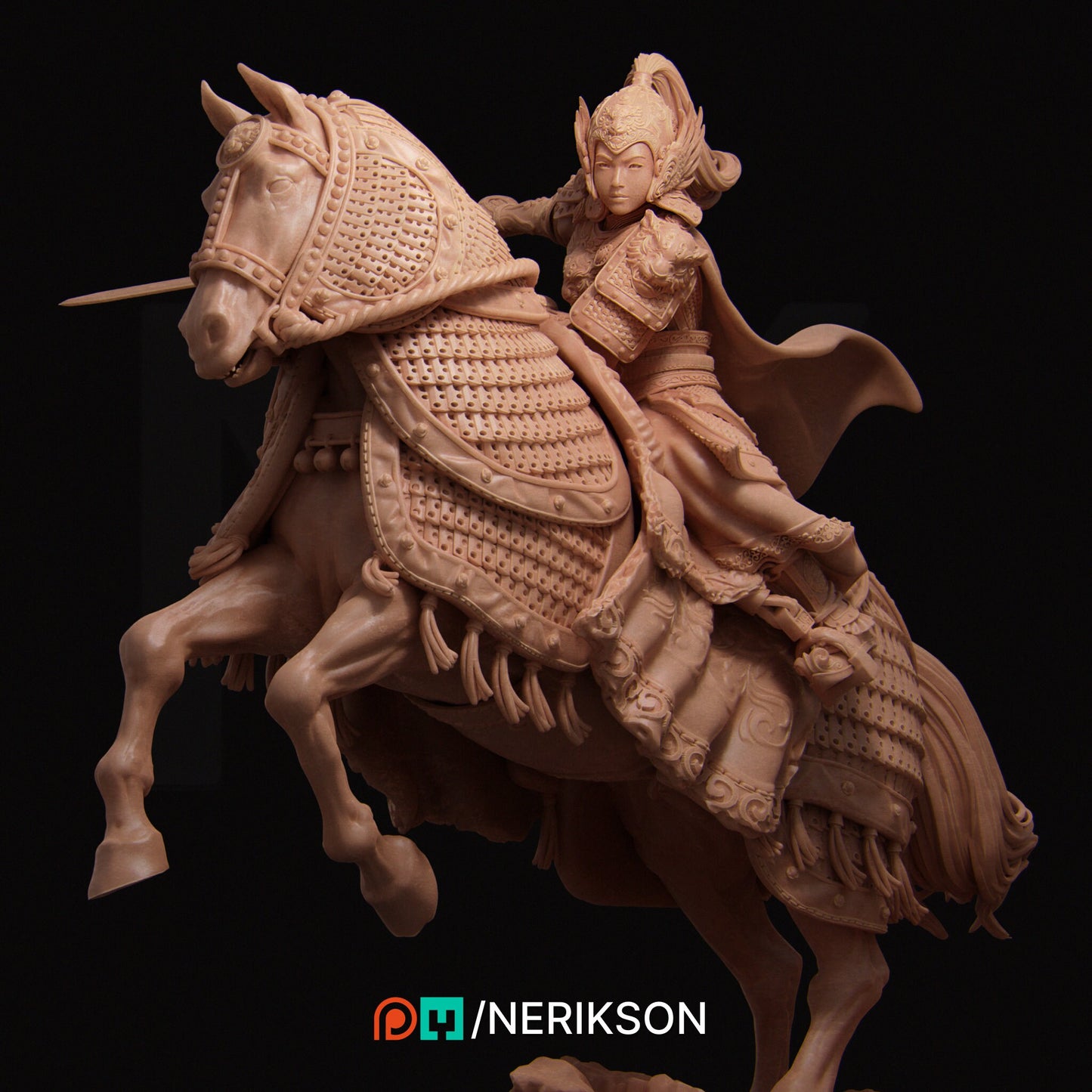 Kwan Yen, Mounted, Powerful NPC, Ernest Nemirovsky | Dungeons and Dragons | Pathfinder | Table Top RPG | 3D Printed Model