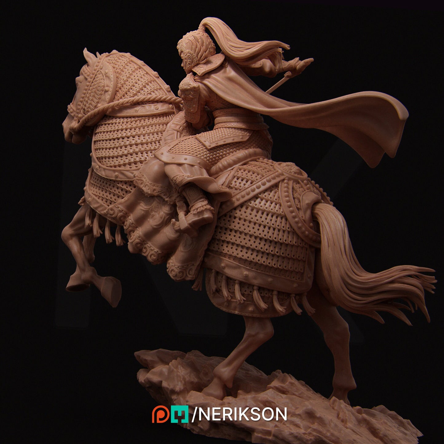 Kwan Yen, Mounted, Powerful NPC, Ernest Nemirovsky | Dungeons and Dragons | Pathfinder | Table Top RPG | 3D Printed Model