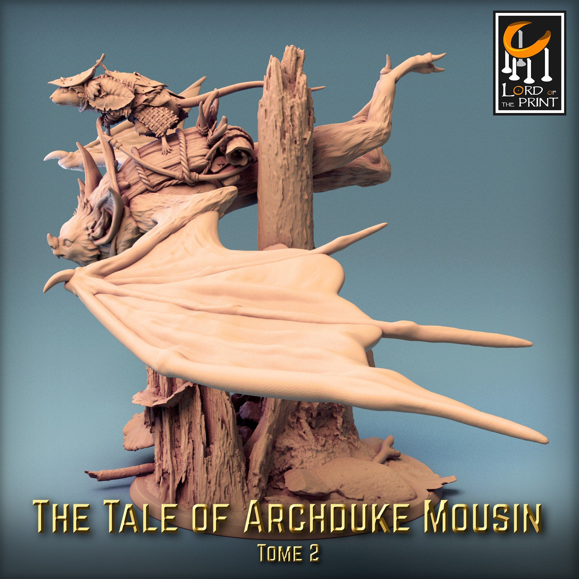 Bat Riders! The Tale of Archduke Mousin Tome 2, Lord of the Print | Dungeons and Dragons | Pathfinder | Table Top RPG | 3D Printed Model