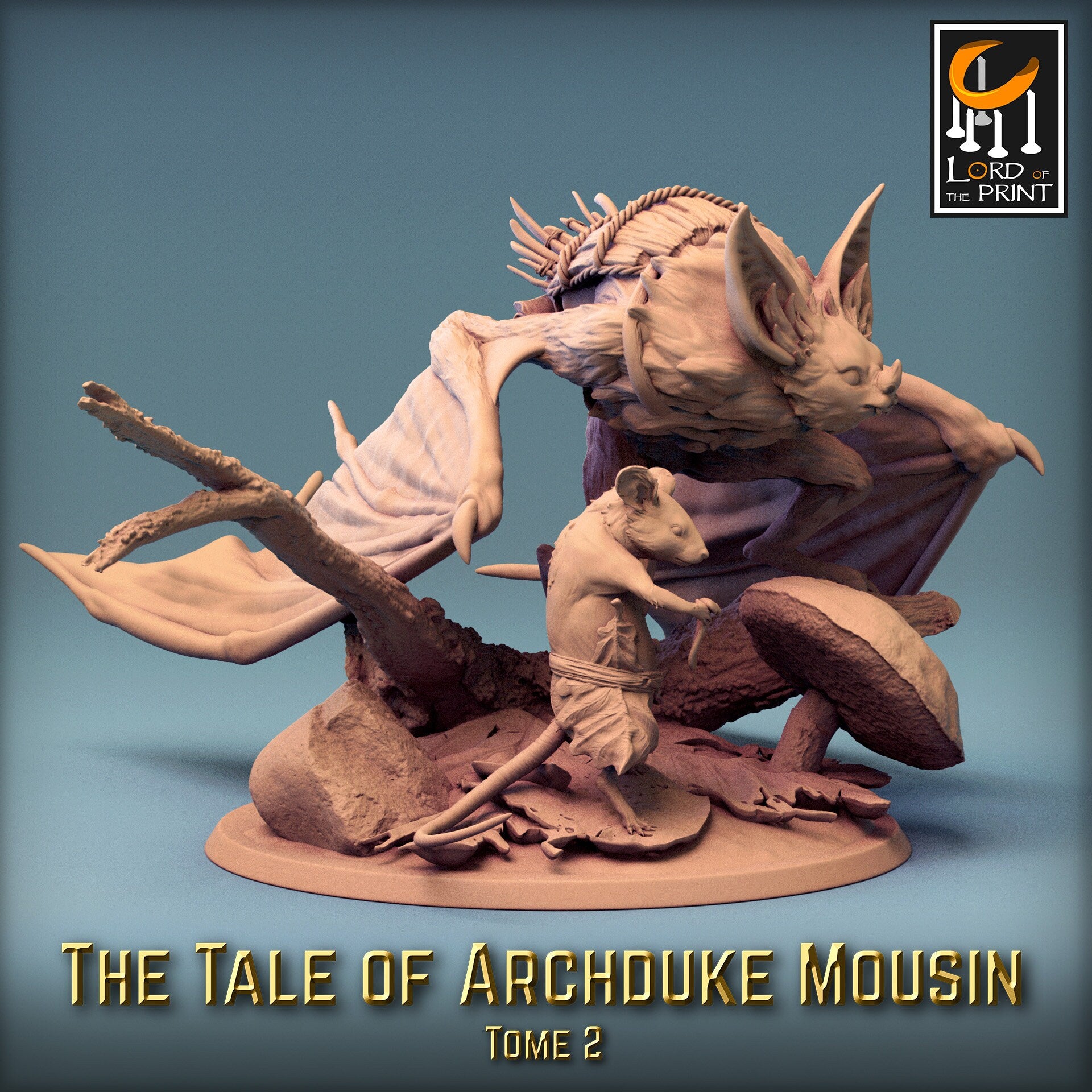 Bat Riders! The Tale of Archduke Mousin Tome 2, Lord of the Print | Dungeons and Dragons | Pathfinder | Table Top RPG | 3D Printed Model