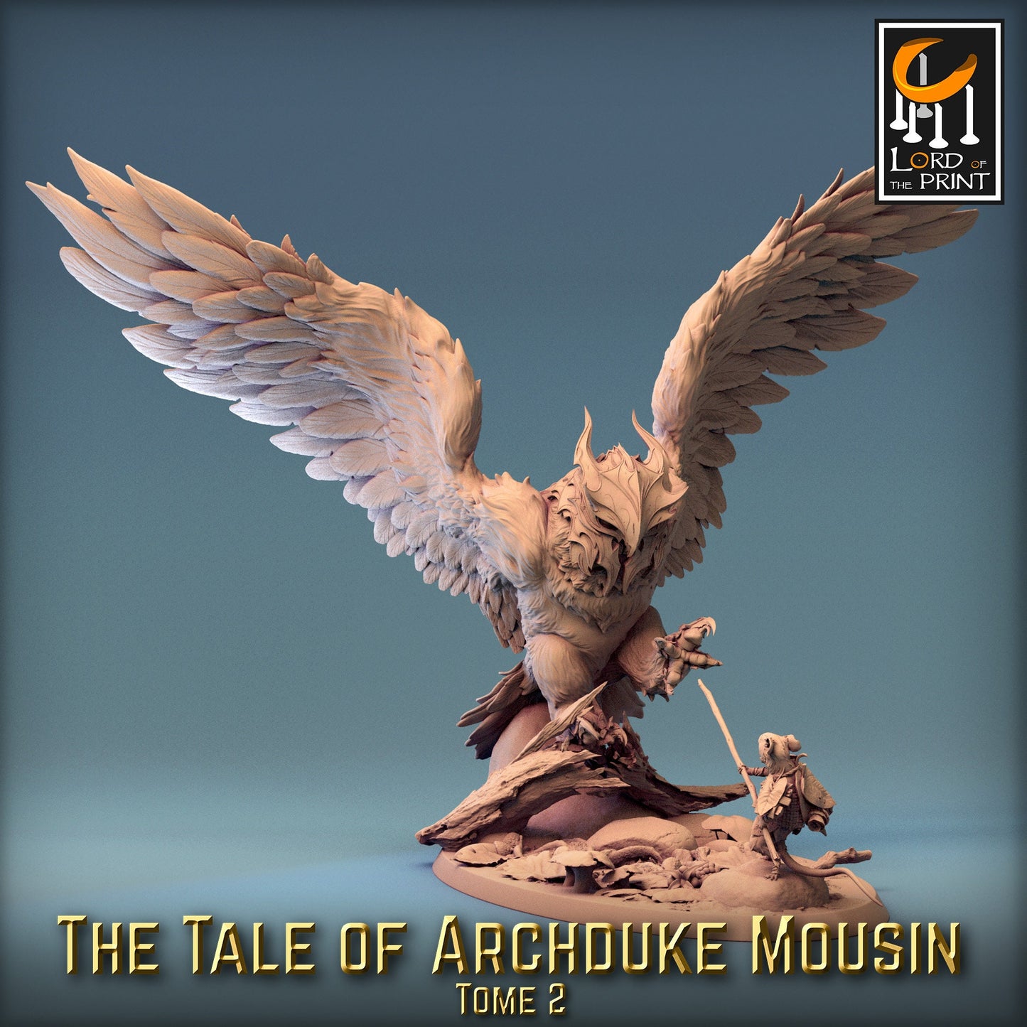 Armored Owl Fight! Tale of Archduke Mousin Tome 2, Lord of the Print | Dungeons and Dragons | Pathfinder | Table Top RPG | 3D Printed Model